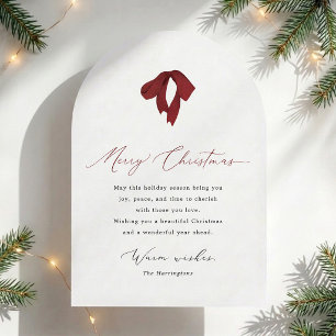 Weihnachtskarte mit burgunderroter Schleife und Bo Einladung