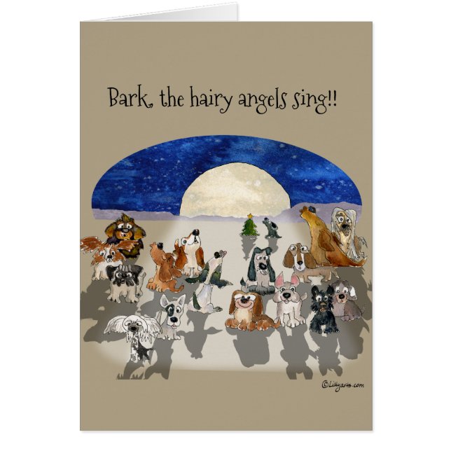 Weihnachtskarte mit Cartoon-Hund für die Feiertage (Vorne)