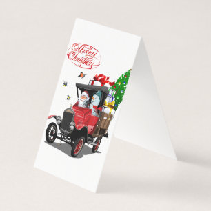 Weihnachtskarte mit Cartoon Santa`s LKW