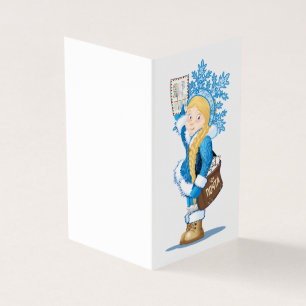 Weihnachtskarte mit Cartoon Snow Maiden - Postman