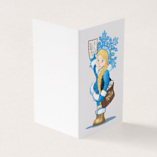 Weihnachtskarte mit Cartoon Snow Maiden - Postman