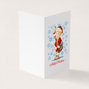 Weihnachtskarte mit Cartoon Snow Maiden - Postman