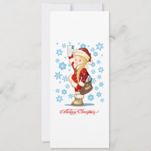 Weihnachtskarte mit Cartoon Snow Maiden - Postman