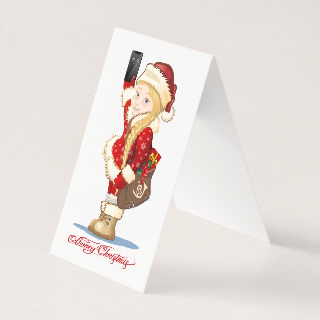 Weihnachtskarte mit Cartoon Snow Maiden - Postman (Vorderseite)