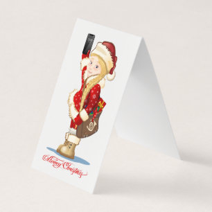 Weihnachtskarte mit Cartoon Snow Maiden - Postman