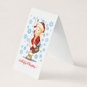 Weihnachtskarte mit Cartoon Snow Maiden - Postman