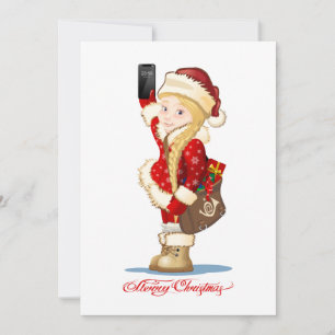 Weihnachtskarte mit Cartoon Snow Maiden - Postman Feiertagskarte