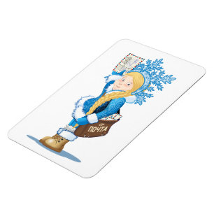 Weihnachtskarte mit Cartoon Snow Maiden - Postman Magnet