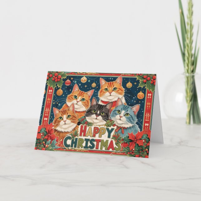 Weihnachtskarte mit Cats-Design Feiertagskarte (Vorderseite)