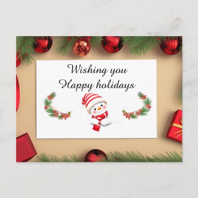 Weihnachtskarte mit Dekorationen Feiertagspostkarte (Vorderseite)