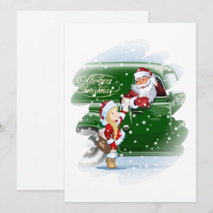Weihnachtskarte mit dem Cartoon Santa and Snow Mai Feiertagskarte