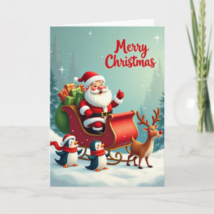 Weihnachtskarte mit dem Schlitten eines fröhlichen Karte