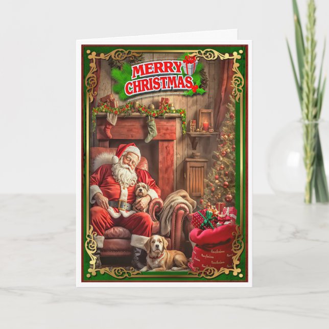 Weihnachtskarte mit dem Weihnachtsmann Karte (Vorderseite)