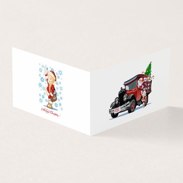 Weihnachtskarte mit dem Weihnachtsmann und dem Sch (Vorderseite)