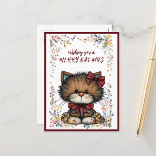 Weihnachtskarte mit der Aufschrift 'Frohe CAT-MUS- Feiertagspostkarte