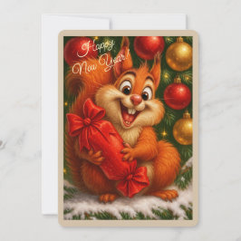Weihnachtskarte mit einem Eichhörnchen Feiertagskarte