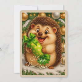 Weihnachtskarte mit einem Igel Feiertagskarte