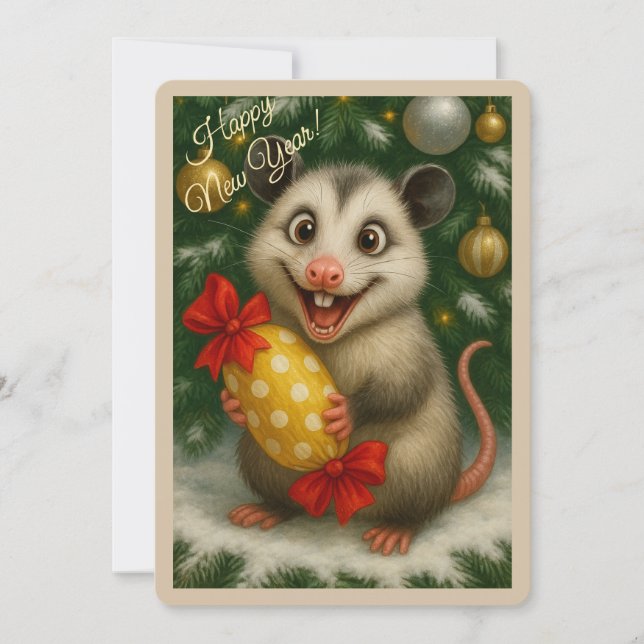 Weihnachtskarte mit einem Opossum Feiertagskarte (Vorderseite)