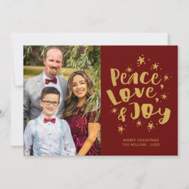 Weihnachtskarte mit Familienfoto Frieden Liebe Fre Feiertagskarte
