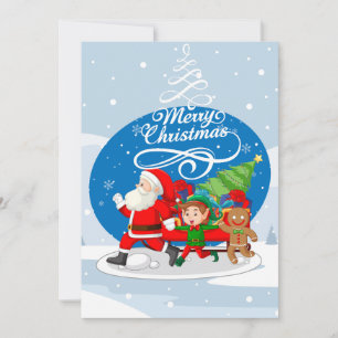 Weihnachtskarte mit festlichem Santa und Freunden Feiertagskarte