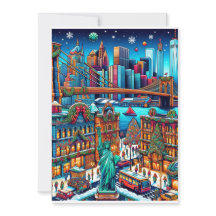 Weihnachtskarte mit festlichen New Yorker Lichtern