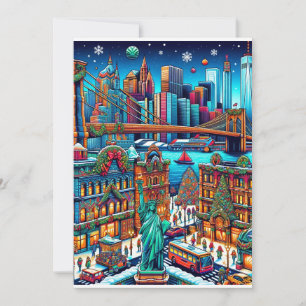 Weihnachtskarte mit festlichen New Yorker Lichtern Feiertagskarte