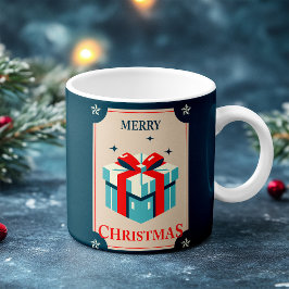 Weihnachtskarte mit festlicher Geschenkboxen Kaffeetasse