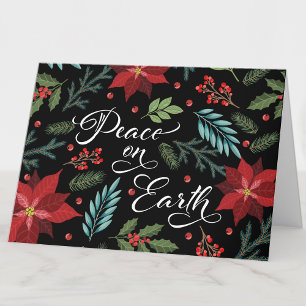 Weihnachtskarte mit floralem Frieden auf Erden Feiertagskarte