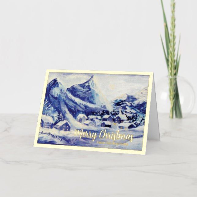 Weihnachtskarte mit Folienprägung für das Dorf Sno (Vorderseite)