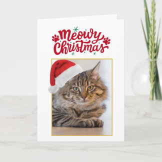 Weihnachtskarte mit Foto und Meowy-Motiv zum Falte Feiertagskarte