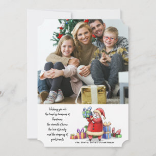 Weihnachtskarte mit Foto von Santa mit Geschenken Feiertagskarte