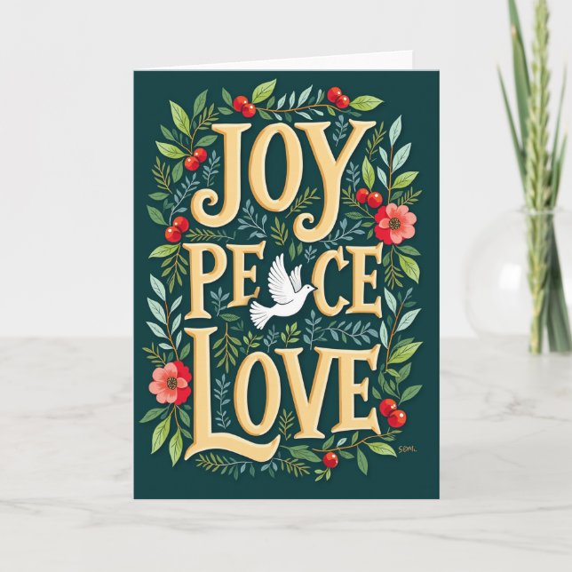 Weihnachtskarte mit Freude Frieden Liebe Karte (Vorderseite)