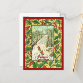 Weihnachtskarte mit Führung und Holly Postkarte