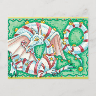Weihnachtskarte mit gestreiftem Drachen Feiertagspostkarte