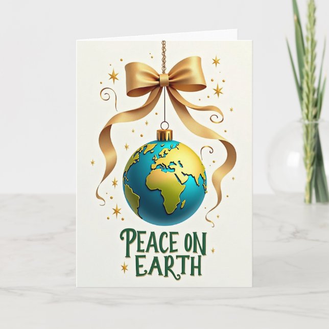 Weihnachtskarte mit Globus-Ornament Karte (Vorderseite)