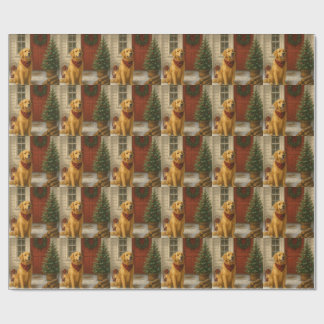 Weihnachtskarte mit Golden Retriever Geschenkpapier
