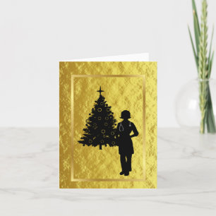 Weihnachtskarte mit goldenem Silhouette einer weib Karte
