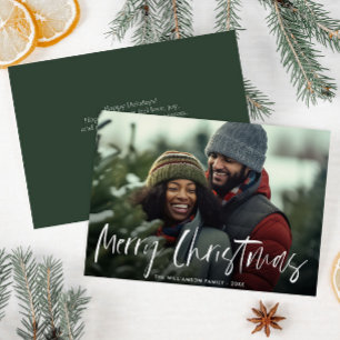 Weihnachtskarte mit handgeschriebenem weißen Buchs Feiertagskarte