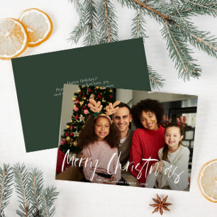 Weihnachtskarte mit handgezapften weißen Buchstabe Feiertagskarte