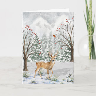 Weihnachtskarte mit Hirschen und Freunden Feiertagskarte