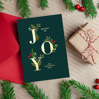 Weihnachtskarte mit Holly-Blätter Folien Feiertagskarte