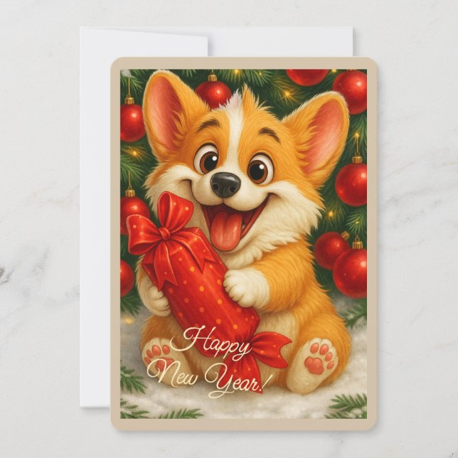 Weihnachtskarte mit Hund Feiertagskarte (Vorderseite)