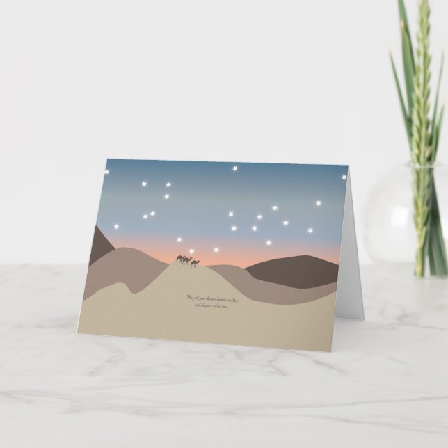 Weihnachtskarte mit Kamelen Feiertagskarte (Vorderseite)