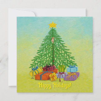 Weihnachtskarte mit Katze und Maus Feiertagskarte