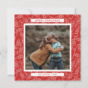 Weihnachtskarte mit Lichtern im Quadrat Foto Feiertagskarte