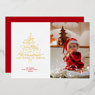 Weihnachtskarte mit Love Was Born Baumfolie Folien Feiertagskarte