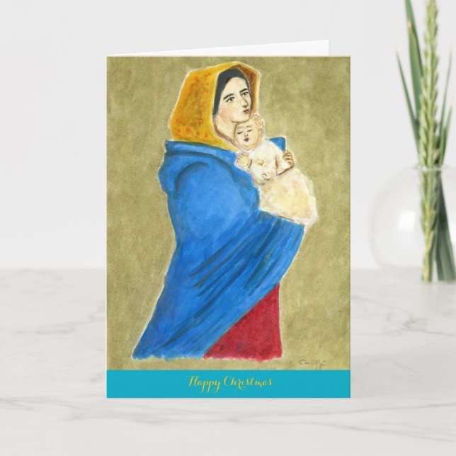Weihnachtskarte mit Madonna und Kind Feiertagskarte (Vorderseite)