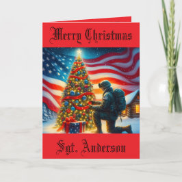 Weihnachtskarte mit Militärangehörigen Feiertagskarte