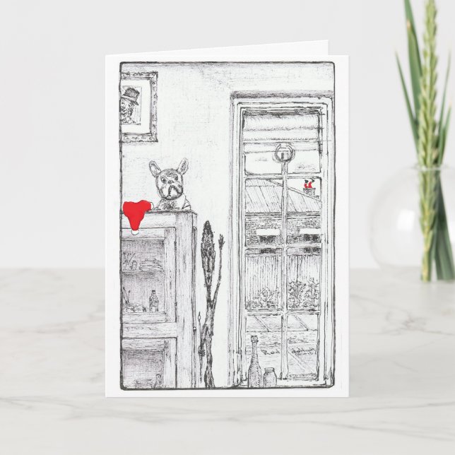 Weihnachtskarte mit niedlichem Hund Feiertagskarte (Vorderseite)