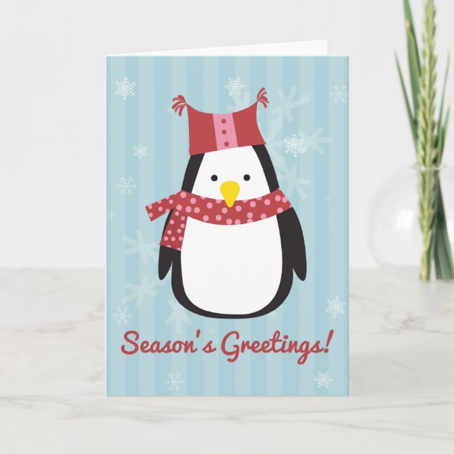 Weihnachtskarte mit niedlichem Pinguin Feiertagskarte (Vorderseite)